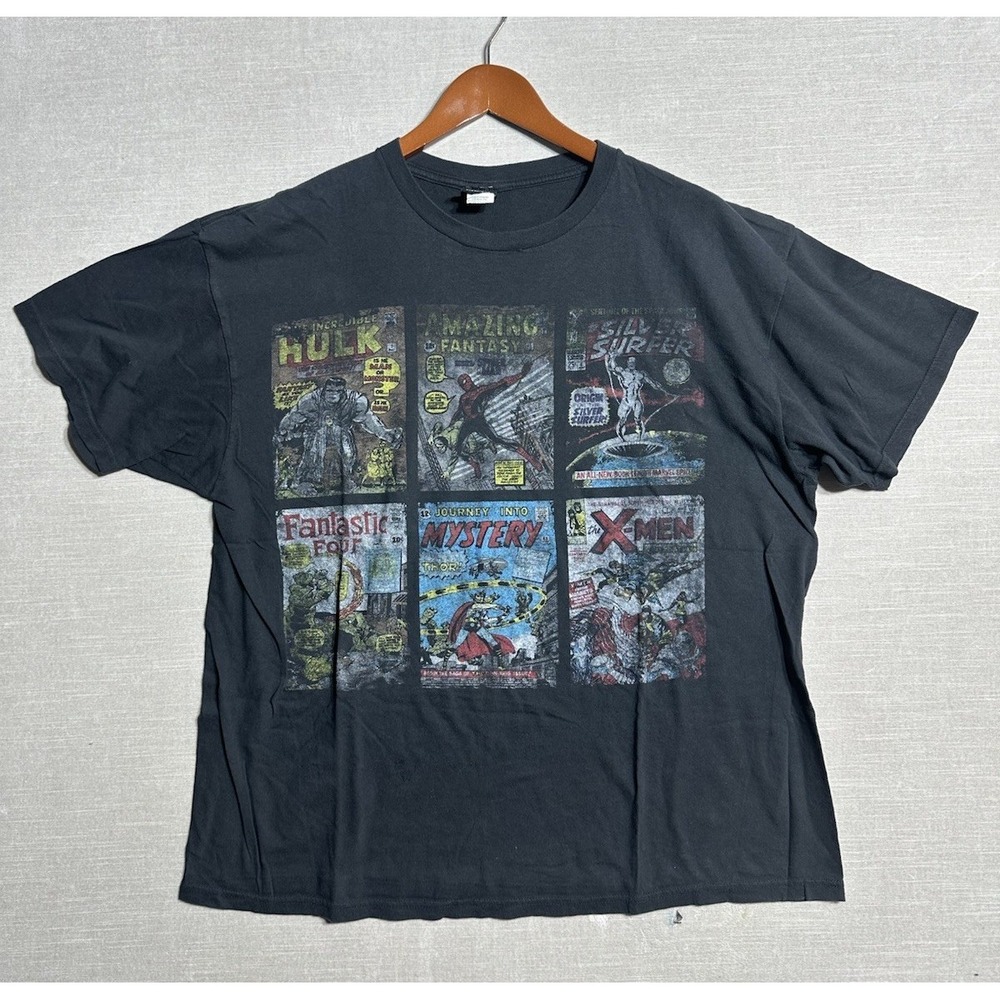 Marvel Comics Comic Book Cover T Shirt Men's Size XXL Black Spiderman Hulk Xmen
